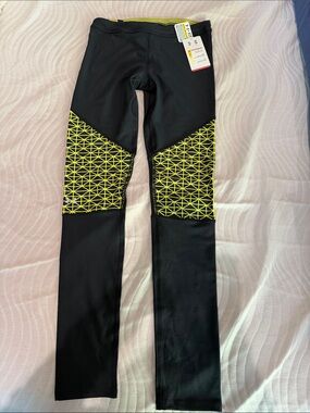 Under Armour Black Leggings with Yellow Waistband Accent